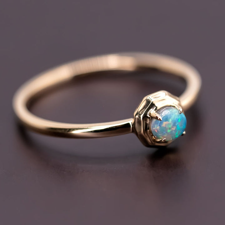 Minimalist Round Black Opal Wedding Band
