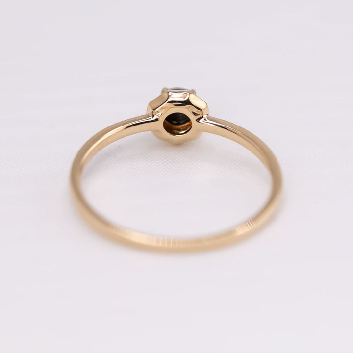 Minimalist Round Black Opal Wedding Band