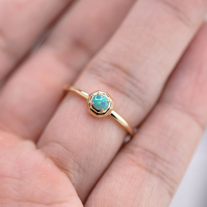 Minimalist Round Black Opal Wedding Band