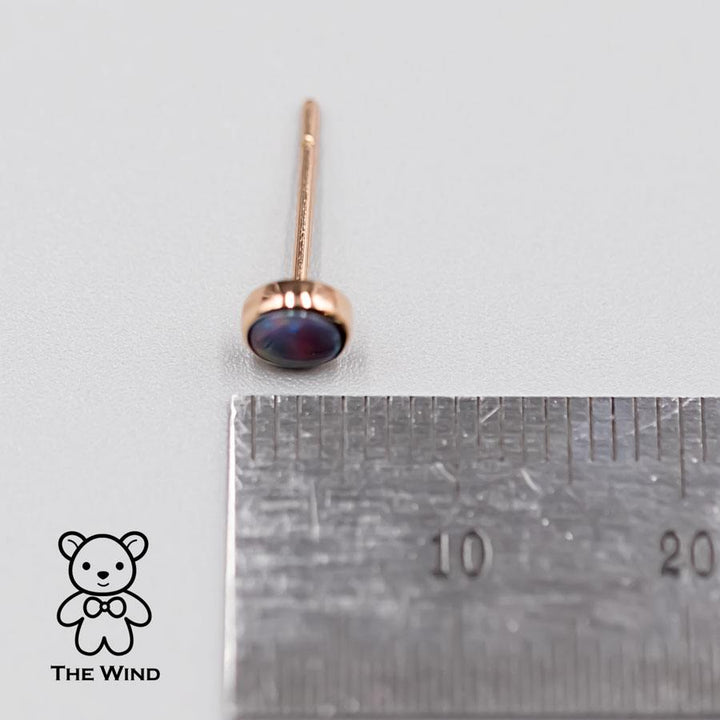 Minimalist Round Doublet Opal Stud Earrings
