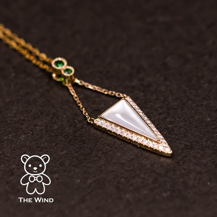 Mother of Pearl Diamond Tsavorite Necklace