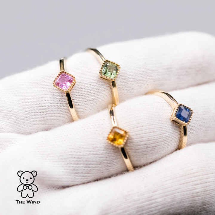 Minimalist Princess Cut Pink Sapphire Ring