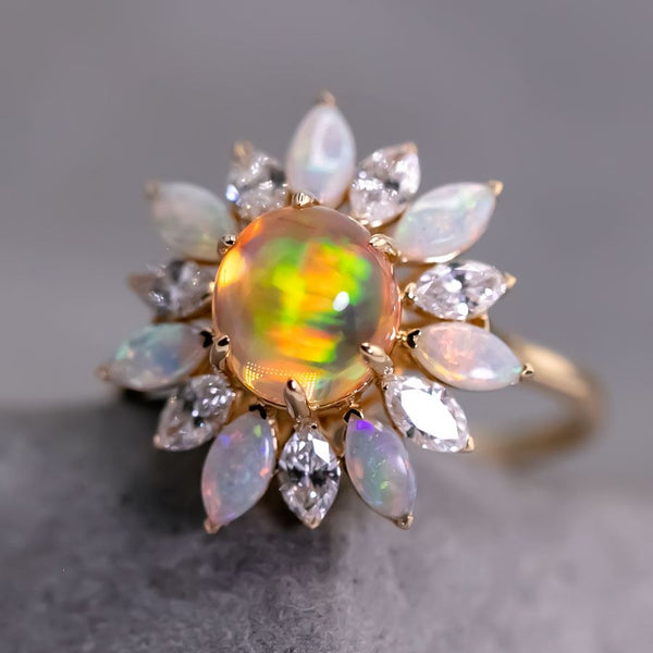 My Shining Star - 1.69ct Fire Opal Marquise Cut Diamond Engagement Ring