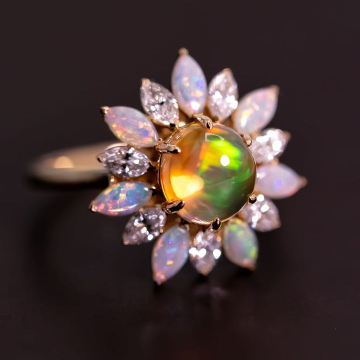 My Shining Star - 1.69ct Fire Opal Marquise Cut Diamond Engagement Ring