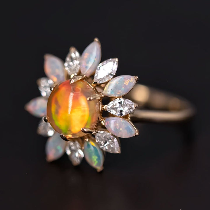 My Shining Star - 1.69ct Fire Opal Marquise Cut Diamond Engagement Ring