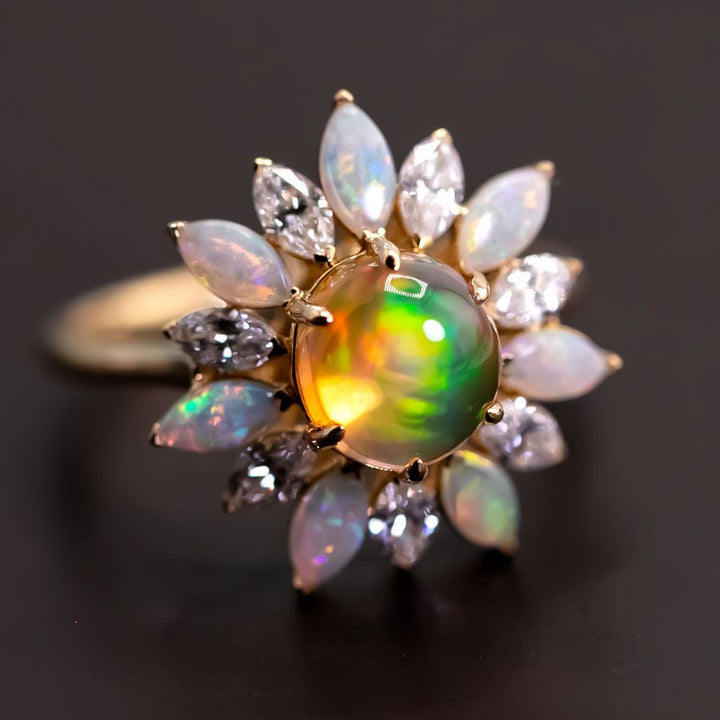 My Shining Star - 1.69ct Fire Opal Marquise Cut Diamond Engagement Ring
