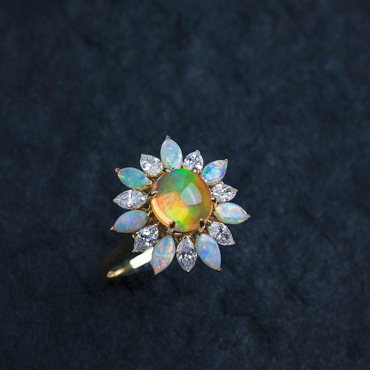 My Shining Star - 1.69ct Fire Opal Marquise Cut Diamond Engagement Ring