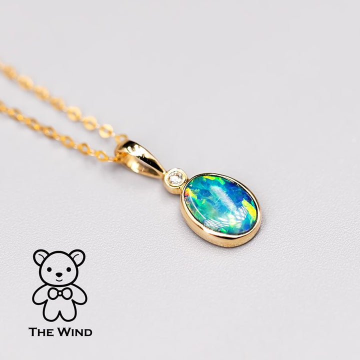 Opal Diamond Gold Pendant