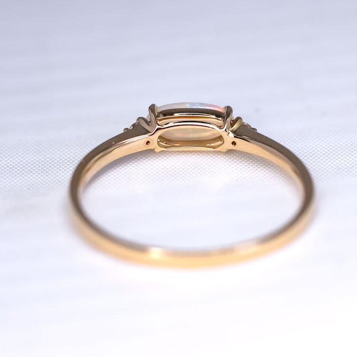 Opal Fossil Shell Diamond Engagement Ring