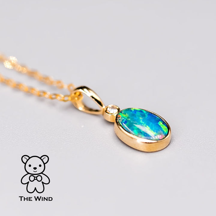 Opal Diamond Gold Pendant