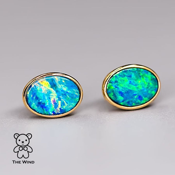 Minimalist Australian Doublet Opal Earrings