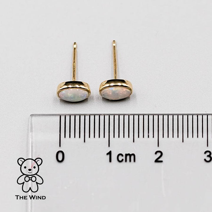 Oval Shaped Solid Opal Stud Earrings