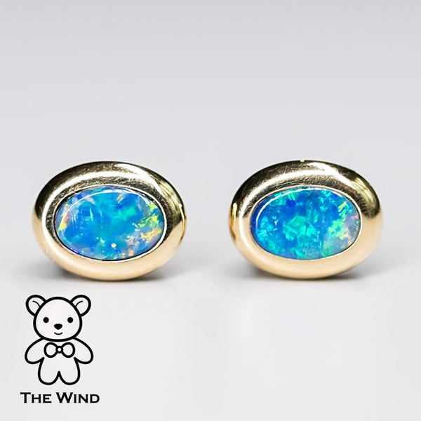 Oval Doublet Opal Stud Earrings