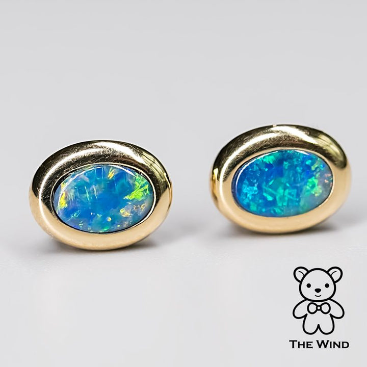 Oval Doublet Opal Stud Earrings