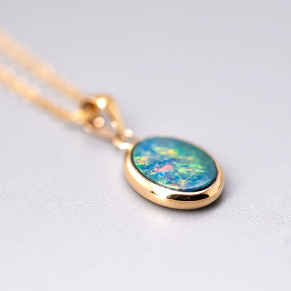 Oval Natural Doublet Opal Necklace