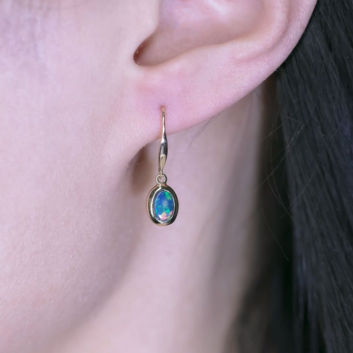 Oval Opal Drop Earrings