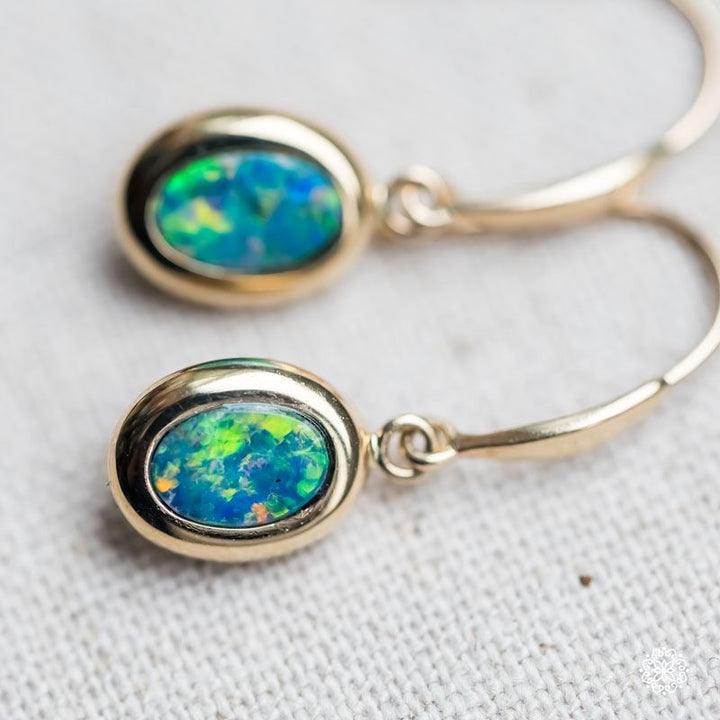 Oval Opal Drop Earrings