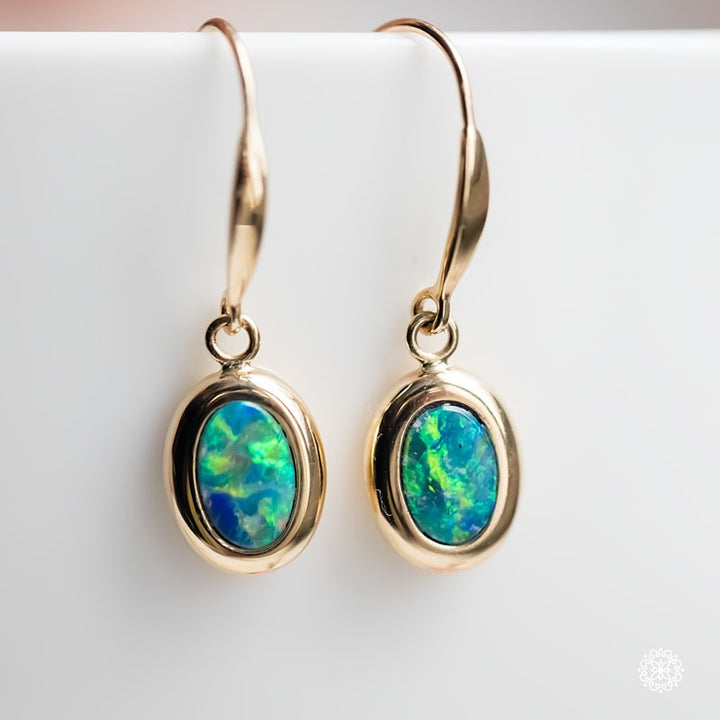 Oval Opal Drop Earrings