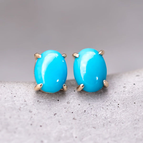 Oval Shaped Turquoise Stud Earrings