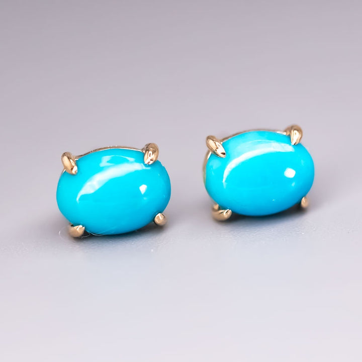 Oval Shaped Turquoise Stud Earrings