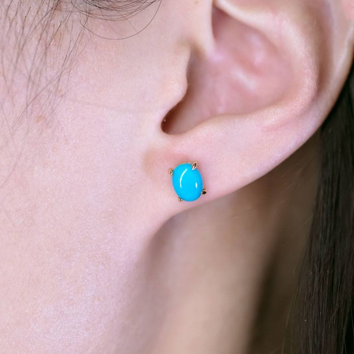 Oval Shaped Turquoise Stud Earrings