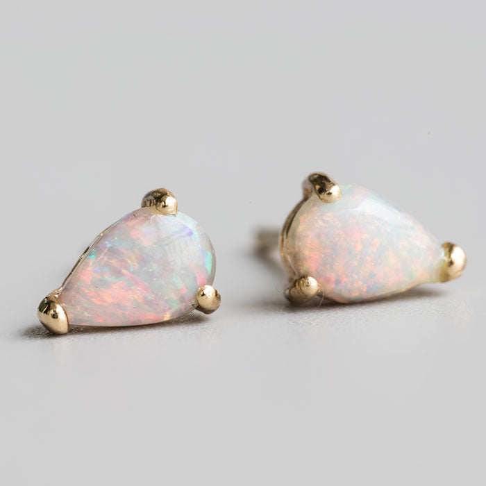Pear Shaped Australian Solid Opal Stud Earrings-5