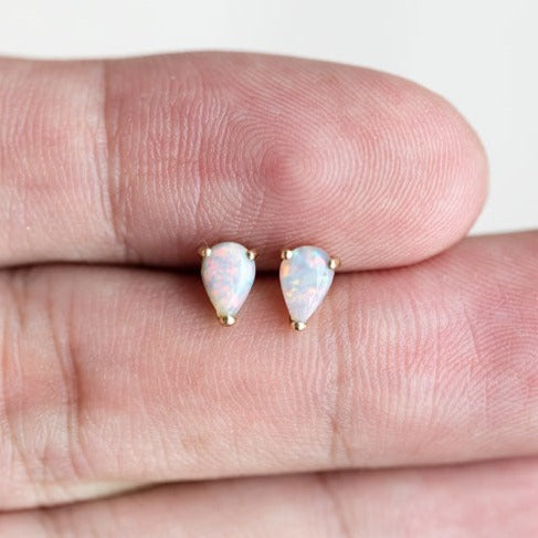 Pear Shaped Australian Solid Opal Stud Earrings-9