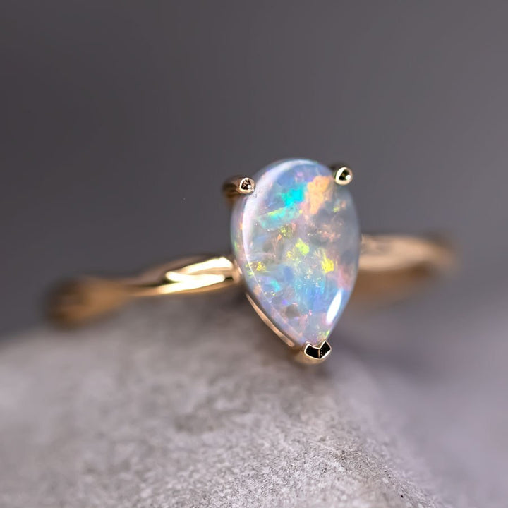 Pear Shaped Black Opal Twist Band 