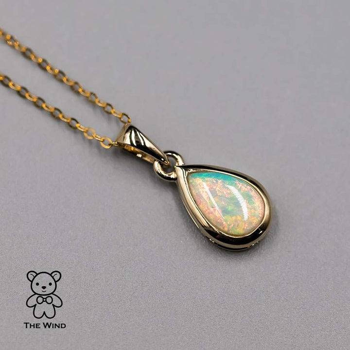 Pear Shaped Solid Opal Necklace