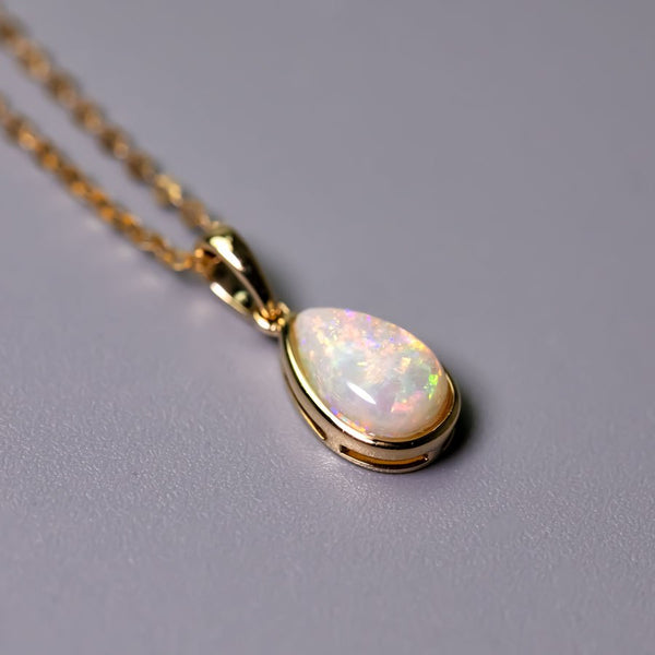 Pear Shaped Solid Opal Necklace