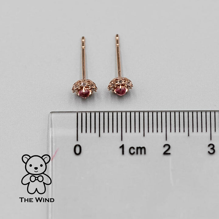 Pink Sapphire & Diamond Halo Stud Earrings-6