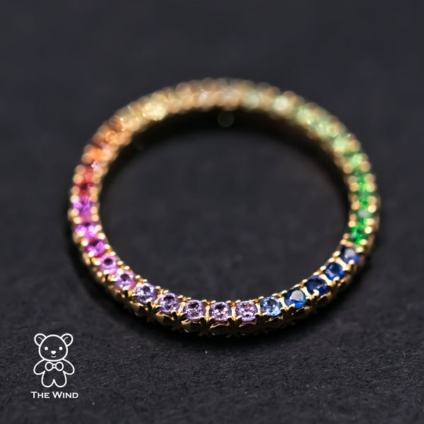 Rainbow Colored Sapphire Ring Wedding Band-1
