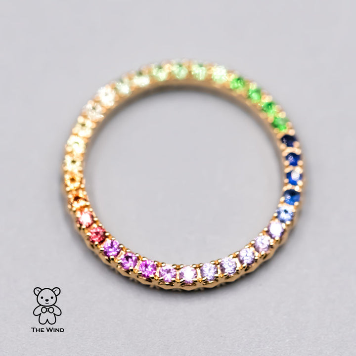 Rainbow Colored Sapphire Ring Wedding Band-4
