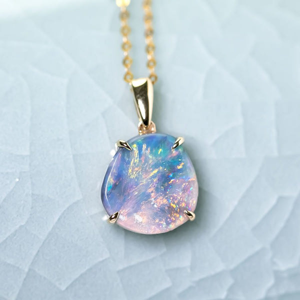 Raw Australian Black Opal Necklace