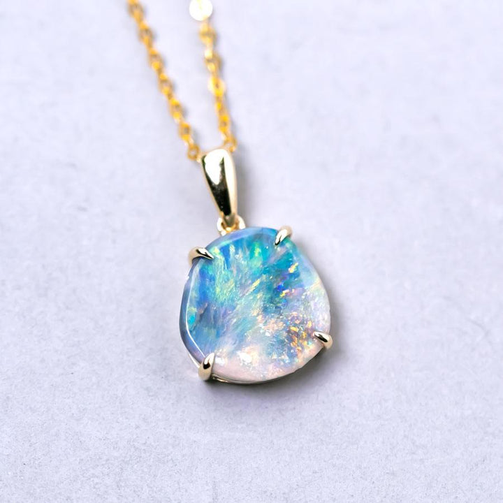 Raw Australian Black Opal Necklace