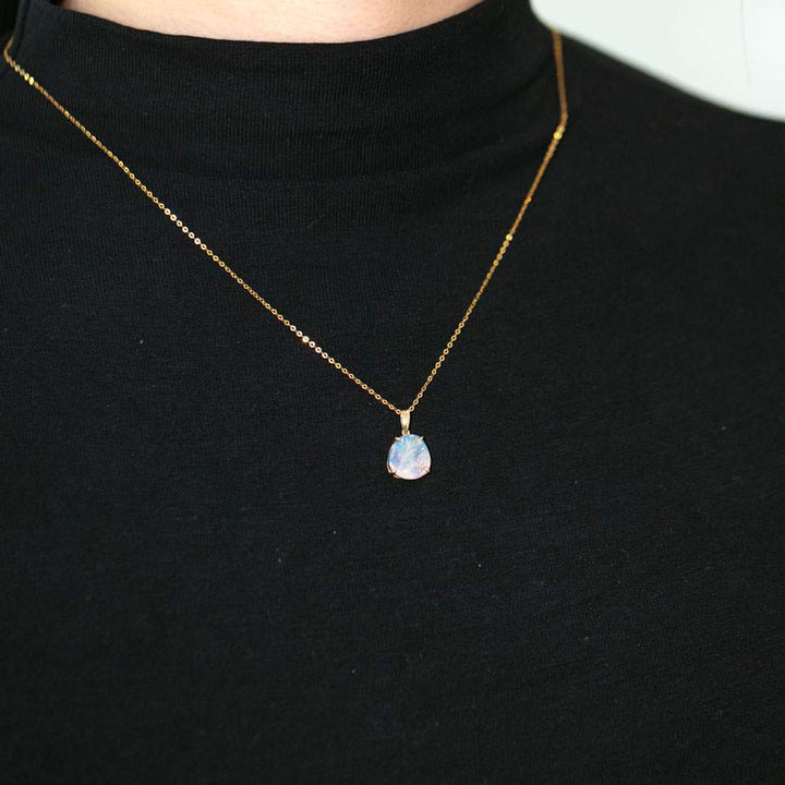 Raw Australian Black Opal Necklace