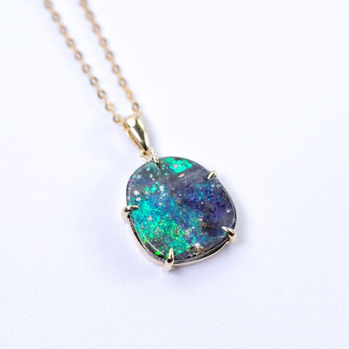 Raw Australian Boulder Opal Necklace