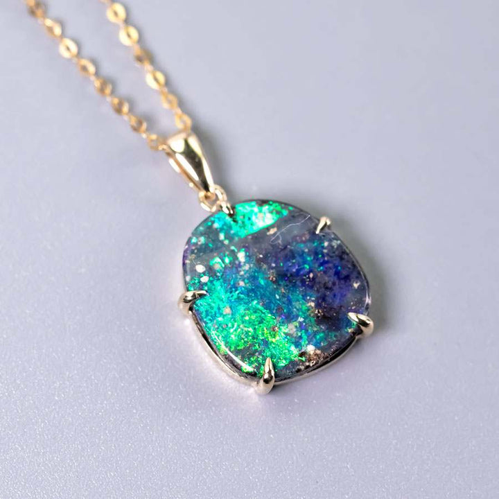 Raw Australian Boulder Opal Necklace