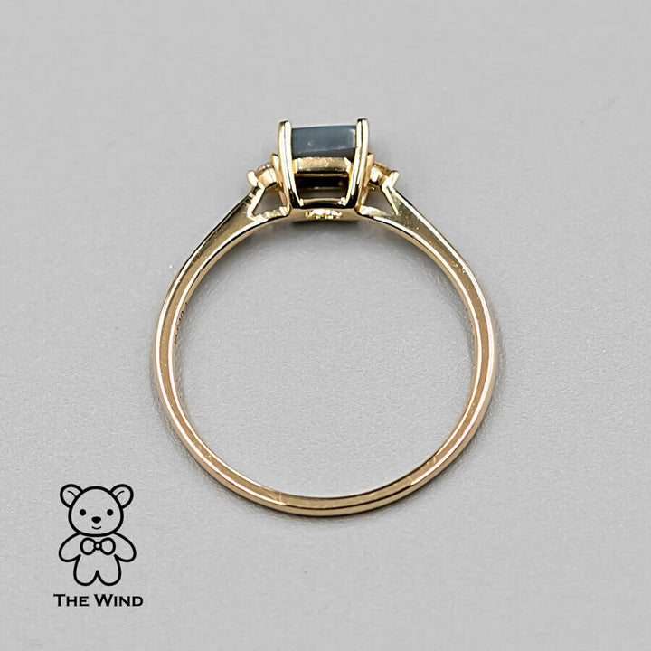 Rectangle Australian Boulder Opal Diamond Engagement Ring-4