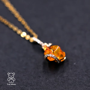 Opal Diamond Charm Necklace