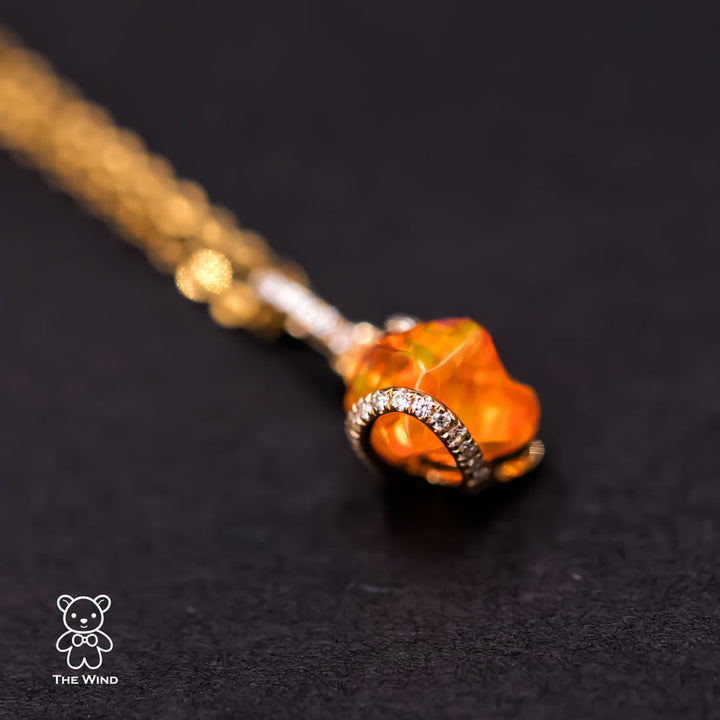 Opal Diamond Charm Necklace-2