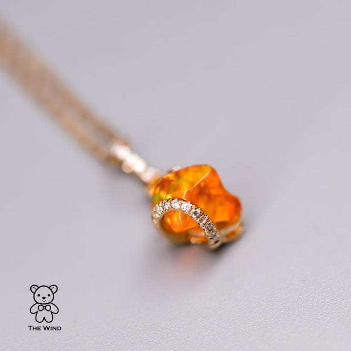 Opal Diamond Charm Necklace-3