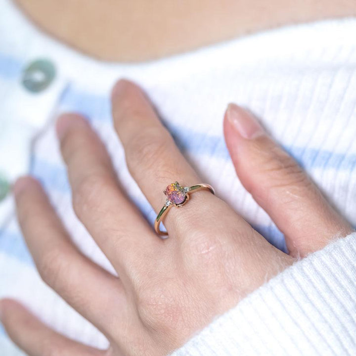 Red Boulder Opal Diamond Engagement Ring