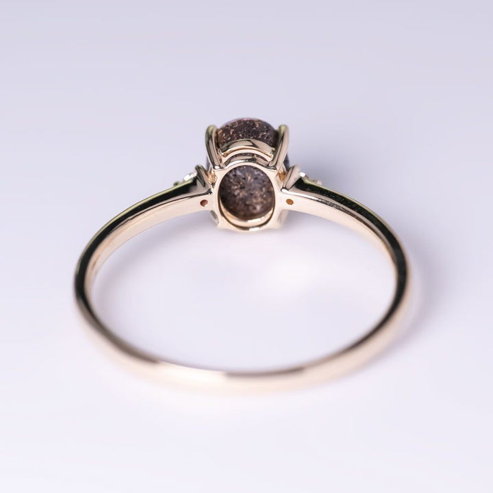 Red Boulder Opal Diamond Engagement Ring