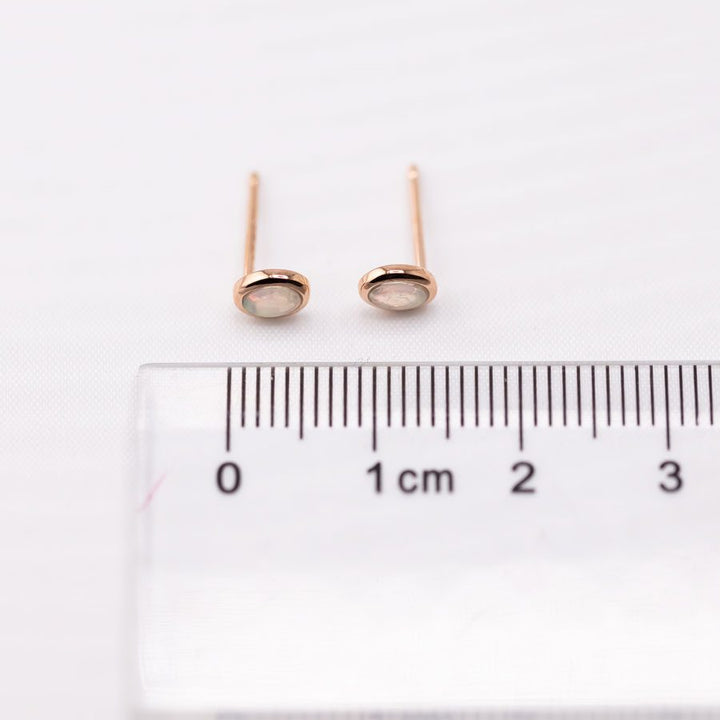 Rose Gold Small Oval Solid Opal Stud Earrings