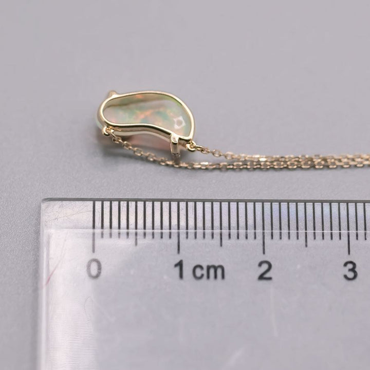 S Shaped Diamond Opal Fossil Shell Necklace
