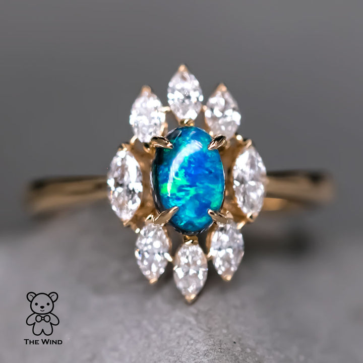 N1 Black Opal Marquise Diamond Engagement Ring-2