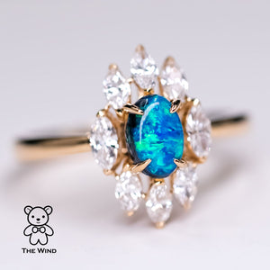 N1 Black Opal Marquise Diamond Engagement Ring