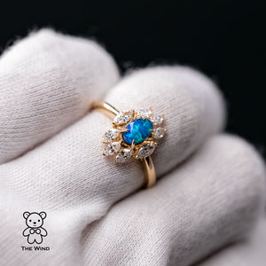 N1 Black Opal Marquise Diamond Engagement Ring
