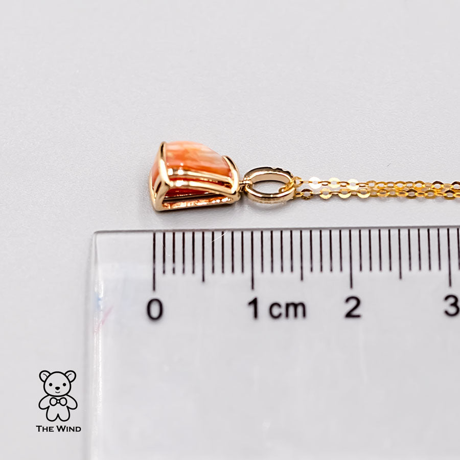 Unique Pattern Fire Opal Diamond Agate Necklace